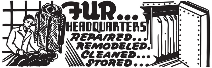 Fur Headquarters - Retro Ad Art Banner