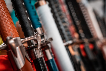 Oriental martial arts weapons, samurai katans ready for fighting. Hand made swords, string hilt,...