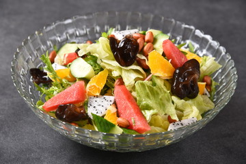 fresh salad with cheese and olives