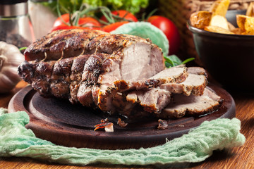 Roasted pork loin with herbs