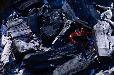 Close-up of burning charcoal