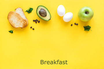Healthy breakfast on yellow