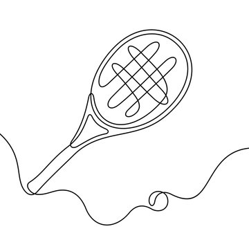 recommend clip art: Tennis racket continuous line vector illustration