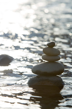 Stacked Stones In Water