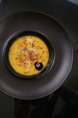 frying pan with eggs