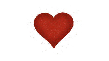 Red heart is isolated on white background. Accumulation of little hearts creates one large, whole heart.