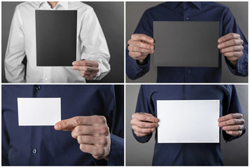 A man holding white letterhead