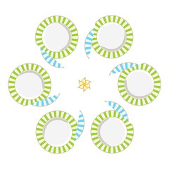 Abstract background pattern with pink and blue plates. Baby motifs patterns