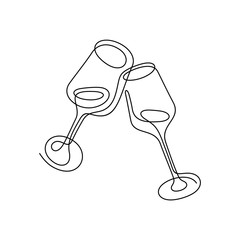 Cheers continuous line vector illustration