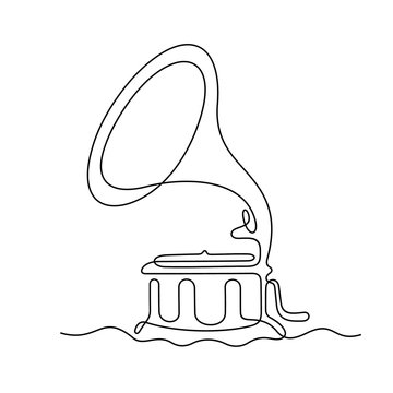 Gramophone continuous line vector illustration