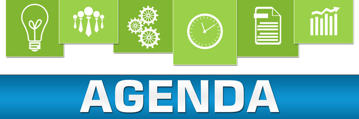 Agenda Business Symbols Blue Green On Top Horizontal 