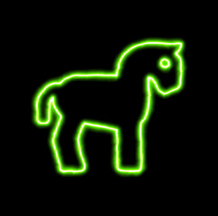Fototapeta na wymiar green neon symbol horse