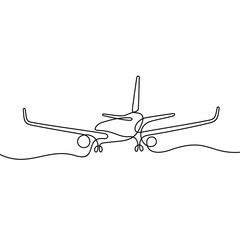 Plane continuous line vector illustration