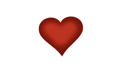 Red heart is isolated on white background. One large, whole heart.