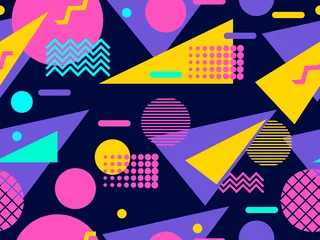 Wall murals Memphis style Memphis seamless pattern. Geometric elements memphis in the style of 80's. Vector illustration