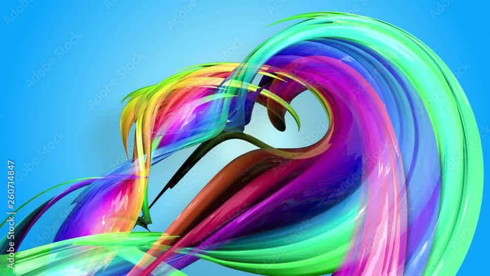 Poster rainbow stripes are moving in a circle and twisting as abstract background. 20