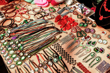 Sale of jewelry and jewelry on the streets of Tbilisi. Georgia.