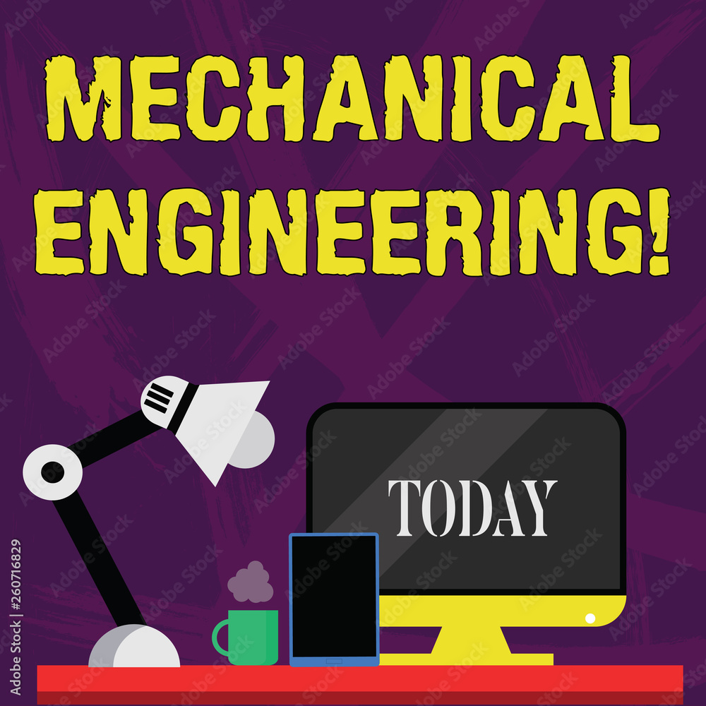 Poster word writing text mechanical engineering. business photo showcasing concerned with industrial applic