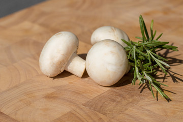 weiße Champinongköpfe