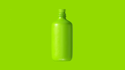 Lime Green Vintage Medicine Bottle with a Cork Stop Front View 3d illustration 