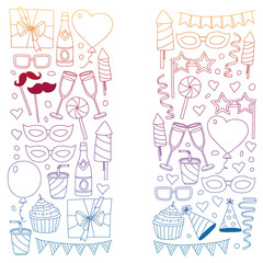 Vector pattern with bithday icons. Holiday and celebration.