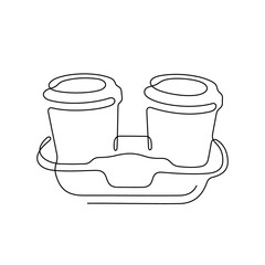 Coffee to go continuous line vector illustration