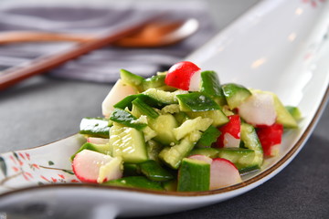 fresh salad with tomatoes and cucumbers