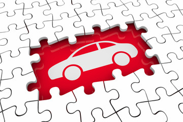 Car Puzzle Game Automobile Vehicle Icon 3d Illustration