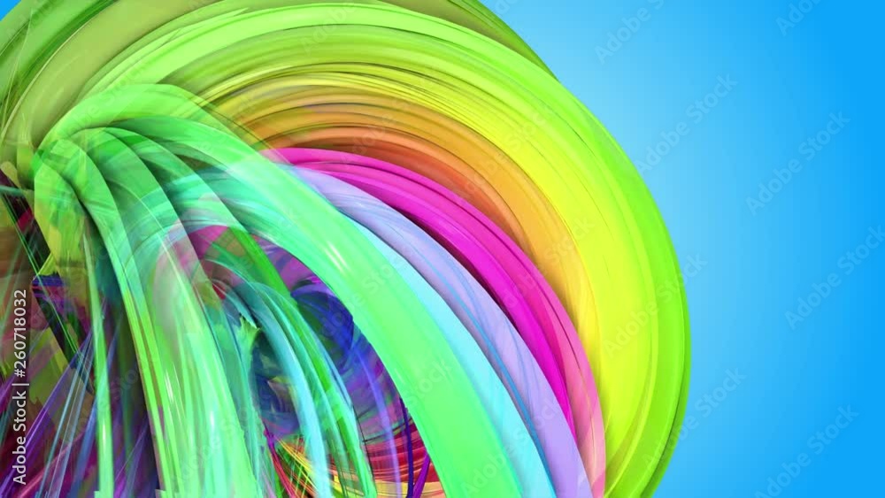 Poster rainbow stripes are moving in a circle and twisting as abstract background. 22