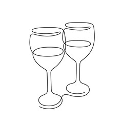 Wine continuous line vector illustration