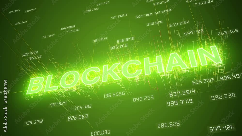 Poster video animation of blockchain network on green background