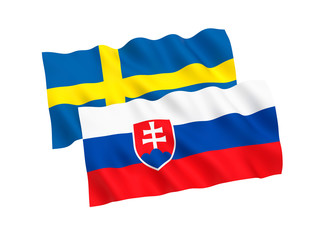 Flags of Slovakia and Sweden on a white background