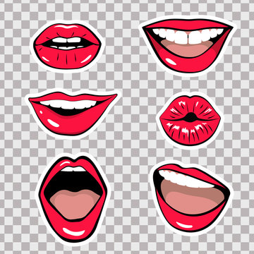 Set of stickers. Lips. Vector illustration