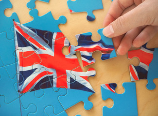 Puzzle with Great Britain flag. Brexit concept