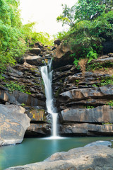 Unseen miracle waterfall with orange light