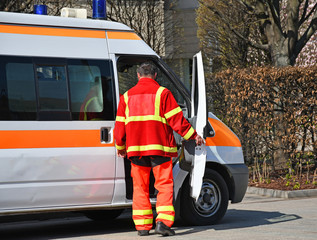 Ambulance and medic on the street
