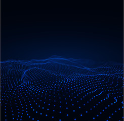 Abstract background with blue neon dotted digital pattern.