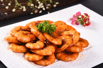 grilled sausages with potatoes and sauce