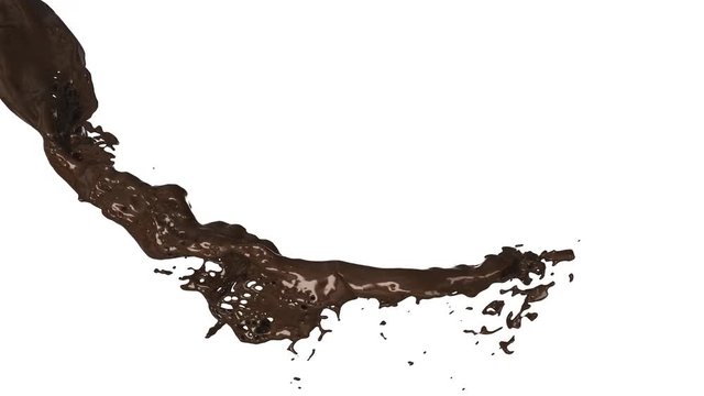 3D animation of a chocolate flow with alpha channel 