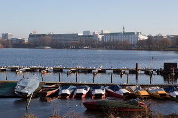 Fototapeta na wymiar City panorama view of Hamburg, Germany