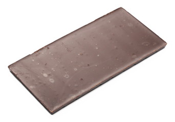 Chocolate bar pieces isolated on white background 