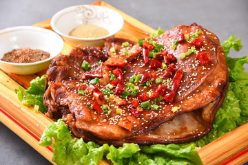 grilled meat and vegetables