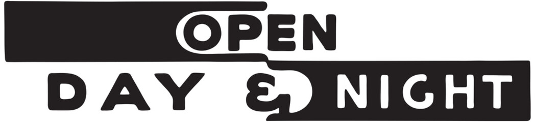 Open Day And Night - Retro Ad Art Banner