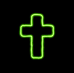 green neon symbol cross
