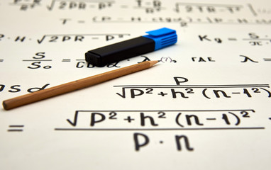 Mathematical background, handwritten formulas points