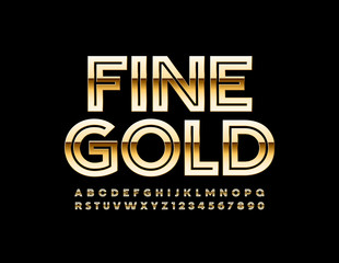 Fototapeta na wymiar Vector elegant Fine Gold Font. Royal style Alphabet Letters and Numbers 