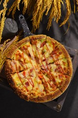 pizza with mushrooms and cheese