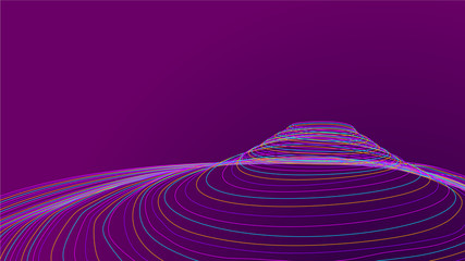 Topographic curved circles on black background. 