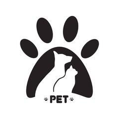 Pet logo.Dog and cat  silhouette. Animal shop