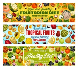 Exotic fruits, natural fruitarian food harvest